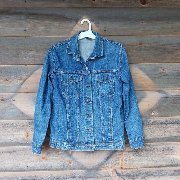 Vintage Aero Sport Blue Jean Jacket 100% Cotton Size Large - Picture 1 of 6